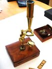 Antique Gould Microscope  4 Lenses  Live Boxes  Slides 