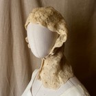 Vintage Glentex 100  Wool Ivory Crochet Pearl Beaded Hood Scarf Made In Japan