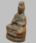 Vintage Chinese Guanyin Statue Bronze Tone Antique Ornate Decor Collectible
