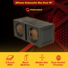 Q Power Qbomb15v Dual 15  Vented Port Subwoofer Sub Box W  Bedliner Spray