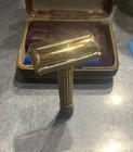 Vintage Gillette Gold Plated Diplomat  Safety Razor W  Case   Blade Bank