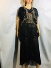 Vintage Antique 1920s Gothic Flapper Gown Capelet Cape Dress Tulle Silk Art Deco