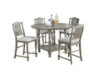 Dining Table 4x High Chairs 5pcs Counter Height Dining Set Light Grey Finish D