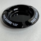 Vintage Four Queens Hotel Casino Las Vegas Nevada Black Glass Ashtray 4 
