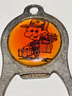 Bottle Opener Grocery Man Milkman Keychain Metal Advertising Keyring Vtg 1950s