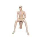 Seated Realistic Fleshtone Fiberglass Male Mannequin With Stool