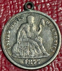 Love Token  minnie  W  Eyelet loop  Vf Details 1875 Liberty Seated Silver Dime-