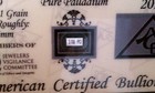 X5 Acb Solid Palladium Bullion 1grain Bars 999 Certificate Of Authenticity   P