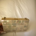 Mother Of Pearl Vintage Compact Case With Mirror  Compartments   Chain