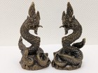 2 Naga Snake Serpent Dragon Phayanak Thai Buddhist Amulet Miniature Statues 1 7 