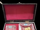 Vintage Crystal Casino Dice Game Set ashtray Lined Black Box  old Vegas 1950s