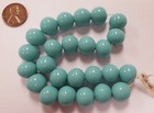 24 Vintage Japanese Cherry Brand Glass Green Turquoise 13mm  Round Beads 4688