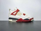 American Retro-style Aj4 Men s Sneakers In White  Red  And Blue Color Blocking