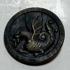Large Tinted Metal Picture Button 1 5 In Winged Creature Dragon Antique Vintage