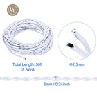 50ft Twisted Cloth Covered Wire 18awg 2 Conductor Vintage Lamp Cable White