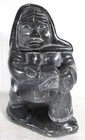 Bold Carved Soapstone Inuit-eskimo Figure Of Striding Or Kneeling Native  Signed
