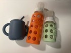 Lifefactory  Glass Silicone Baby Bottle Set 4oz 9oz   Silicone Mushie Sippy Cup