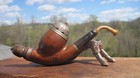 Algerian Briar Austria Metal Lid Horn Base Vintage Tobacco Smoking Estate Pipe