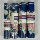 Vtg Wallpaper Border Floral Pink Roses Ribbon Swag Navy Background Lot Of 4 Nos