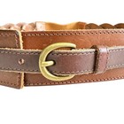 Bohemian Woven Braided Leather Wide Elastic Belt Women s 34 5  Brown Adjustable