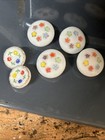 6  Vintage Painted Porcelain Flower Shank Buttons Gilded Scallop Edges 7 8 9 16