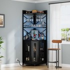 Corner Wine Bar Cabinet With Power Outlets And Led Lights And Wine Glass Holder