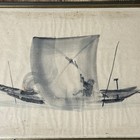 Antique 18th Century Oriental Original Painting Framed  23    X 13   