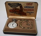 Westclox   Bradley Great American Railroads Conductor Pocket Watch Set In Box