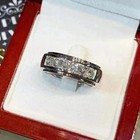 Natural Diamond 3 30ct Round Cut 14k White Gold Solid Women s Band Ring Sz7 8