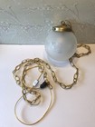 Vintage Mid Century Modern Frost Glass Orb Globe Pendant Ceiling Light Swag Lamp
