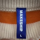 Makeship Striped Knit Pullover Sweater Crew Neck Long Sleeve White L
