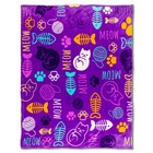 Kitty Paws Purple Blanket Soft Plush Blanket Cat Blanket 50x60in