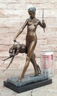 Art Deco 1920 Style Nude Diana The Huntress Dogs Bronze Statue Sculpture Decor