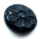 Large Vtg Carved Black Bakelite Sewing Button W  Stylized Flower   Under 1-5 8 