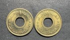 1955 Lebanon 1 One Piastre Unc Hole Beautiful World Foreign Lot Of 2 Coins