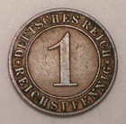 1929 A German Germany One 1 Reichspfennig Grain Coin Vf 