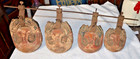 Set Of 4 Vintage Japanese Temple Wooden Dragon Fish Bells - Mokugyo
