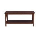 Coffee Table Farmhouse Dark Brown Pine Wood 44  X Side Braces Bottom Shelf Den