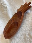 Hawaiian Kamani Wood Pineapple Divided Bowl Hand Carved Beautiful Wood Grain 