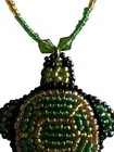 Native Zuni Made Beaded Sea Turtle Multi-color 18   necklace With Turtle Pendant 