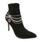 Women Silver Metal Chain Western Boot Bracelet Shoe Anklet Heart Charm Accessory
