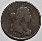 1804 Draped Bust Half Cent - Plain 4 stemless - Us 1 2c Copper Coin