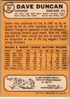 1968 -dave Duncan- Topps Autograph signed auto Baseball Card  261 A s
