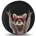 Spare Tire Cover Raccoon Wheel Tire Cover Waterproof Sun 15inch Raccoon Black