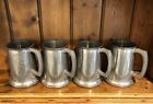 Vintage Set Of 4 Standish English Pewter Tankard Pint Beer Stein Mug Barware