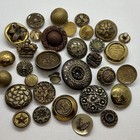 Vintage Metal Button Lot Gold Tone Brass Picture Realistic Uniform Mirror Relief