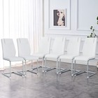 Modern Kitchen Dining Chairs Set Of 6 Side Chair Pu Leather High Back Metal Leg