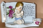 Vintage Planter Lipper   Mann The Lords Prayer Planter candle Holder Cherub