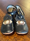 Antique Black Leather Baby Or Doll Shoes With Buckle As-found