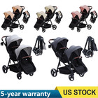 Double Track Tandem Stroller Foldable Bassinet Pram For Infant And Toddler